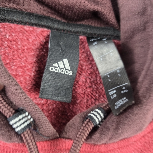 Adidas Mens Pullover Hoodie Pocket Long Sleeve Drawstring Sz Lg Maroon - Picture 5 of 8